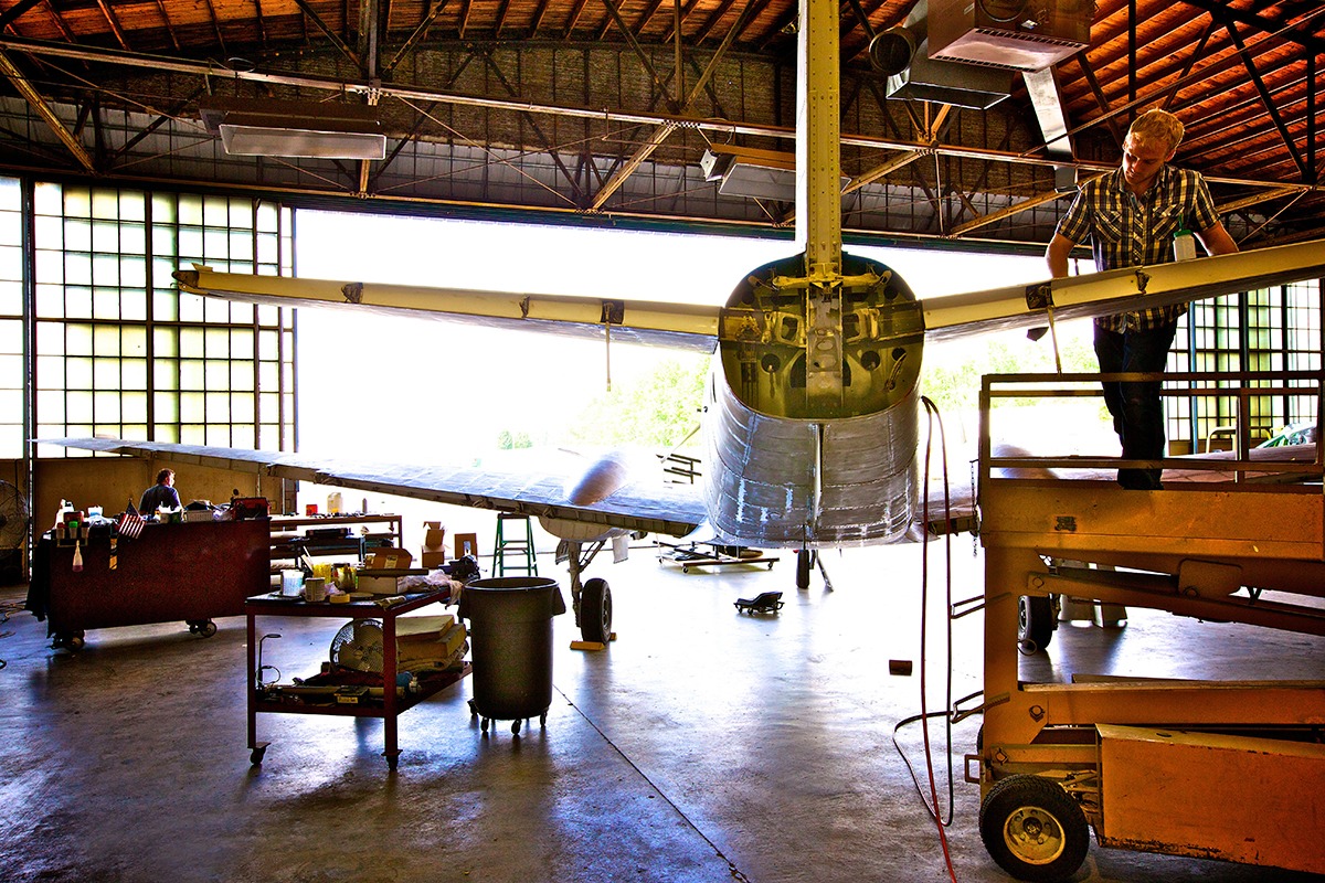 Aircraft painting project at BOSS Aircraft Refinishers
